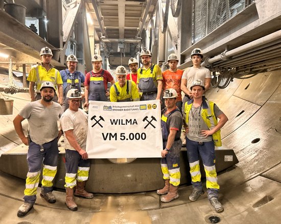 Work is progressing on the H53 Pfons–Brenner construction lot: TBM Wilma has excavated 5 kilometres