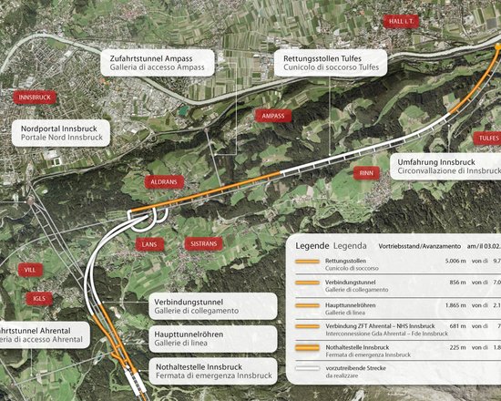 Bau der Überfahrung der Umfahrung Innsbruck