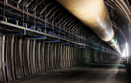 Construction lot "H41 Sill Gorge-Pfons": Exploratory tunnel beneath the Innsbruck emergency stop with conveyor belt system