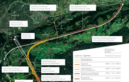 Baulos "H33 Tulfes-Pfons" - Übersichtsplan inkl. Darstellung des Baufortschrittes