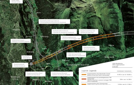 Baulos "H41 Sillschlucht-Pfons" - Übersichtsplan inkl. Darstellung des Baufortschrittes
