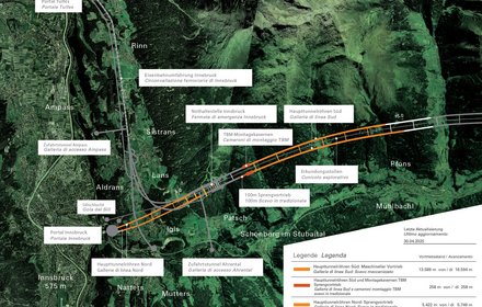 Baulos "H41 Sillschlucht-Pfons" - Übersichtsplan inkl. Darstellung des Baufortschrittes