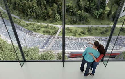 Blick aus dem Museum Tirol Panorama in die Sillschlucht