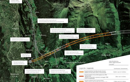 Baulos "H41 Sillschlucht-Pfons" - Übersichtsplan inkl. Darstellung des Baufortschrittes